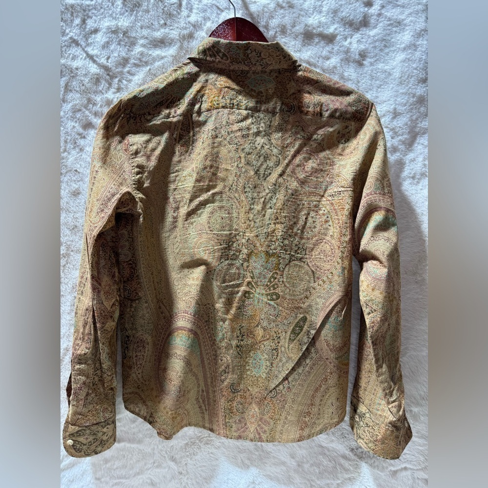 Lauren Ralph Lauren Corpcore Heritage 100% Cotton gold multicolor Shirt Medium - Picture 9 of 14